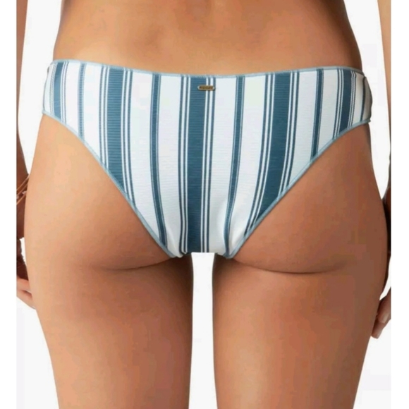 NWOT Ripcurl Women's Bikini Bottom Blue White Stripe Cheeky Coverage - Picture 7 of 11